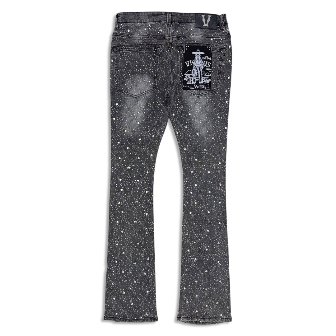 Vicious Denim Men's Stacked Embellished Jeans - Grey Vicious Denim