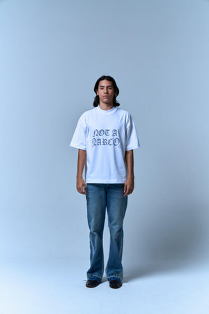 SINNERS NOT A NARCO WHITE T-SHIRT Sinners