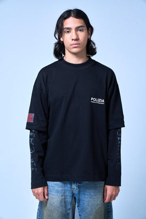 SINNERS POLIZIA BLACK DOUBLE SLEEVE Sinners