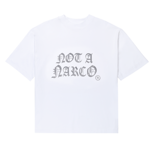 SINNERS NOT A NARCO WHITE T-SHIRT Sinners