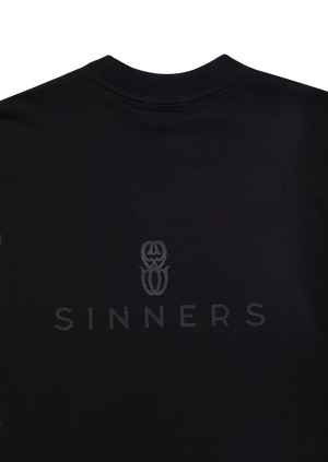 SINNERS RHINESTONE LOGO BLACK T-SHIRT Sinners