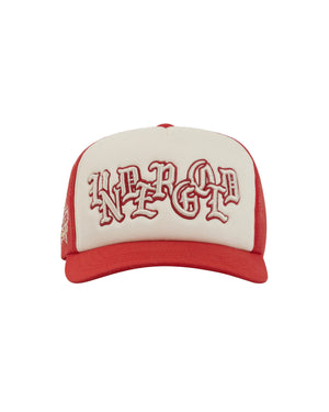 Red and white cap with 'NERGY' text on a light gray background