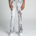 AJ27SK LACE FADED WASH STACKED JEANS