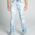 AJ28SK LIGHT BLUE/WHITE PAINT STACKED JEANS