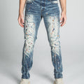 AJ738SL-1 SPLASH PAINT VINTAGE SLIM JEANS