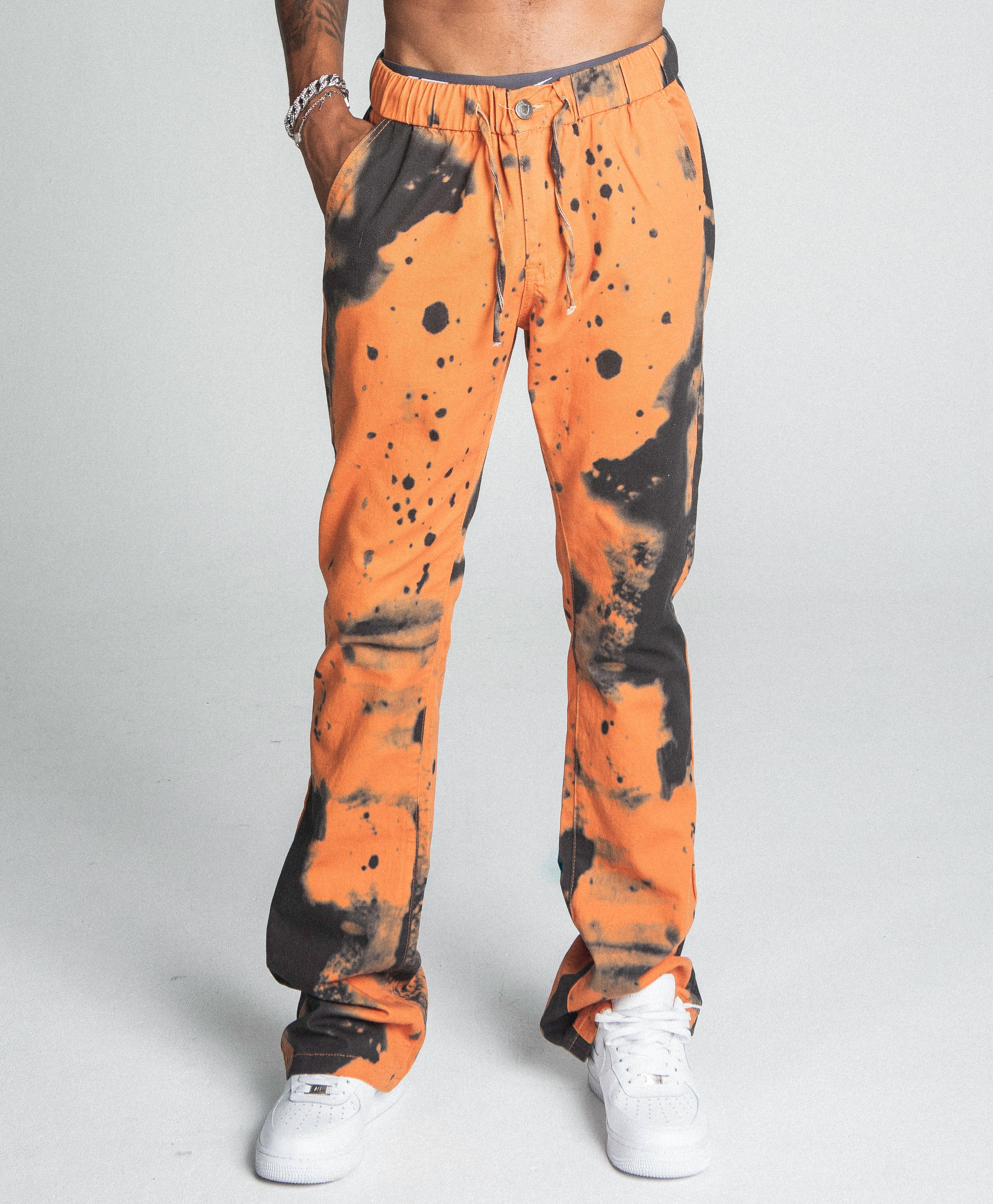 AJ04SK COLOR DYE STACKED JEANS ORANGE