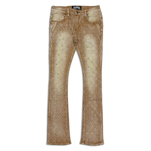 Vicious Denim Men's Stacked Embellished Jeans - brown Vicious Denim