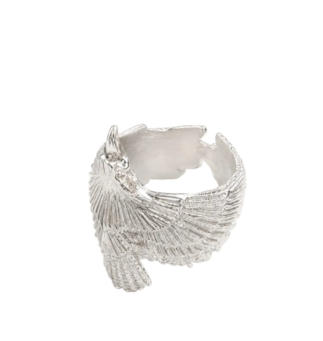 A sterling silver ring shaped like a spread eagle, photographed on a clean white background with a price overlay of $268 below.