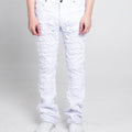 AR704 WHITE FRAYED STACKED JEANS
