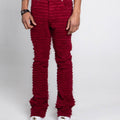AJS693 EXTREME FRAYED STACKED JEANS WINE