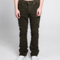 AJS693 EXTREME FRAYED STACKED JEANS BROWN