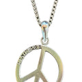 A silver peace sign pendant necklace on a silver chain, shown against a plain white background with a price label of $256 below.