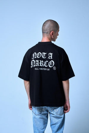 SINNERS NOT A NARCO FW25 BLACK T-SHIRT Sinners
