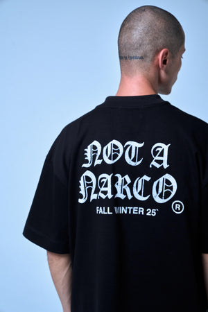 SINNERS NOT A NARCO FW25 BLACK T-SHIRT Sinners