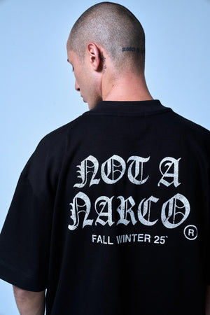 SINNERS NOT A NARCO FW25 BLACK T-SHIRT Sinners