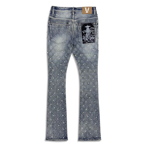 Vicious Denim Men's Stacked Embellished Jeans - Blue Vicious Denim