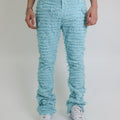 AJS693 EXTREME FRAYED STACKED JEANS BLUE