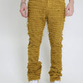 AJS693 EXTREME FRAYED STACKED JEANS MUSTARD