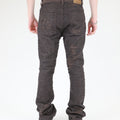 AJS692 LACE LAYERS STACKED JEANS BROWN