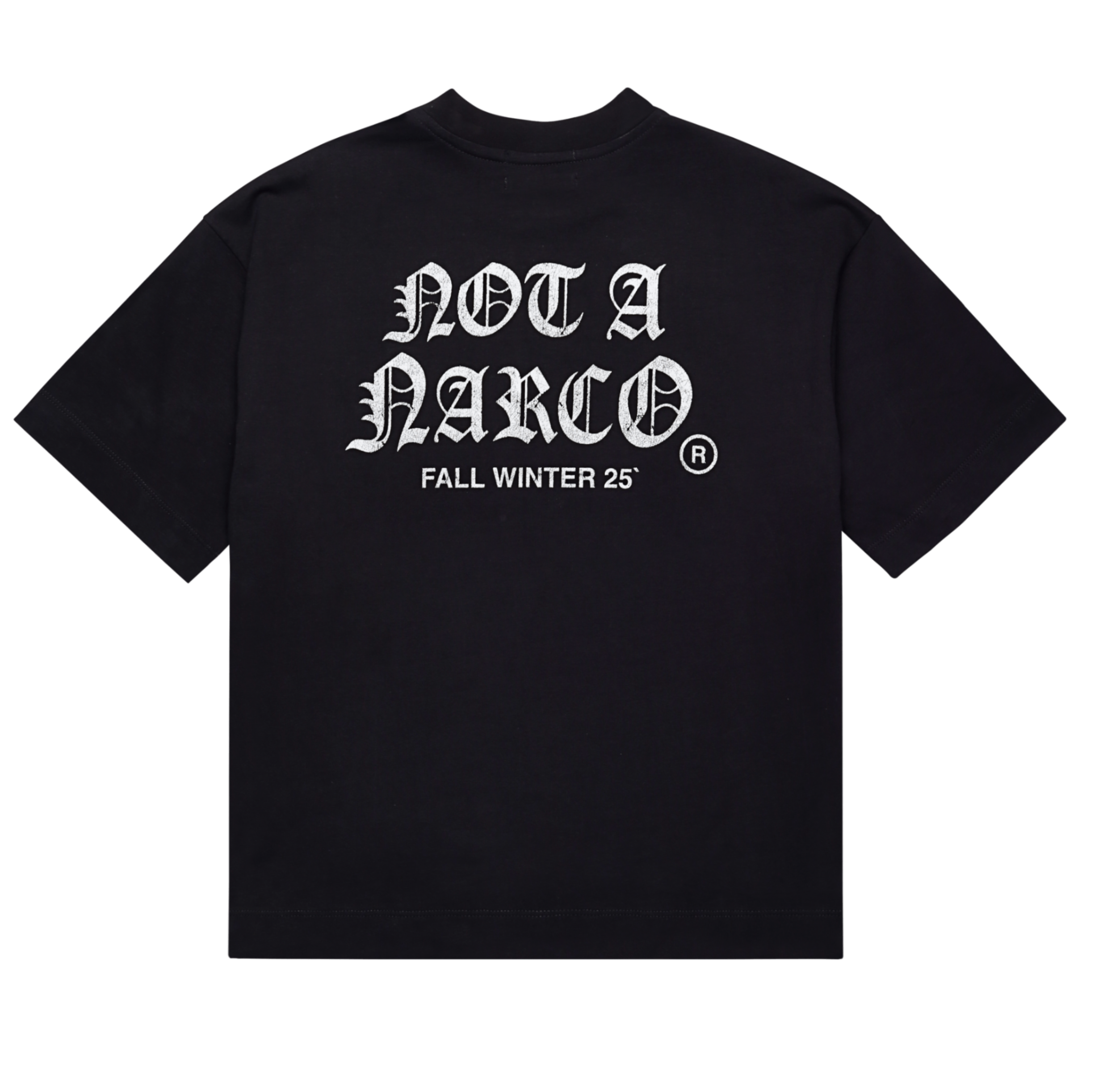 SINNERS NOT A NARCO FW25 BLACK T-SHIRT Sinners