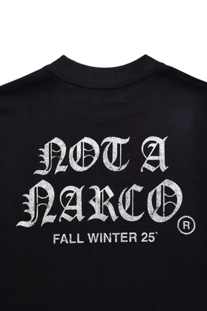SINNERS NOT A NARCO FW25 BLACK T-SHIRT Sinners
