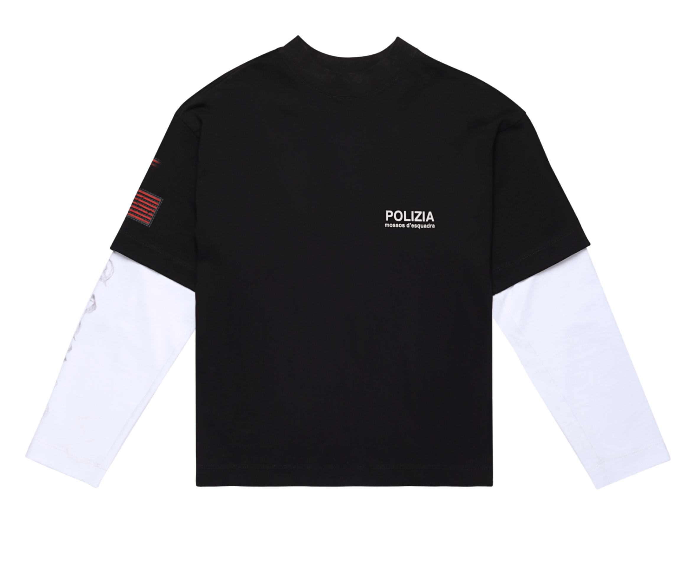 SINNERS POLIZIA BLACK/WHITE DOUBLE SLEEVE Sinners