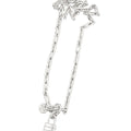 A silver-toned chain accessory with a zigzag top detail and a small padlock charm at the bottom, shown on a plain light background with the text '$702' underneath.