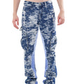 AJS695 BLUE CARGO JACQUARD STACKED JEANS