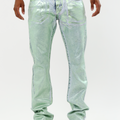 ASJ08 FOIL WASH STACKED JEANS GREEN