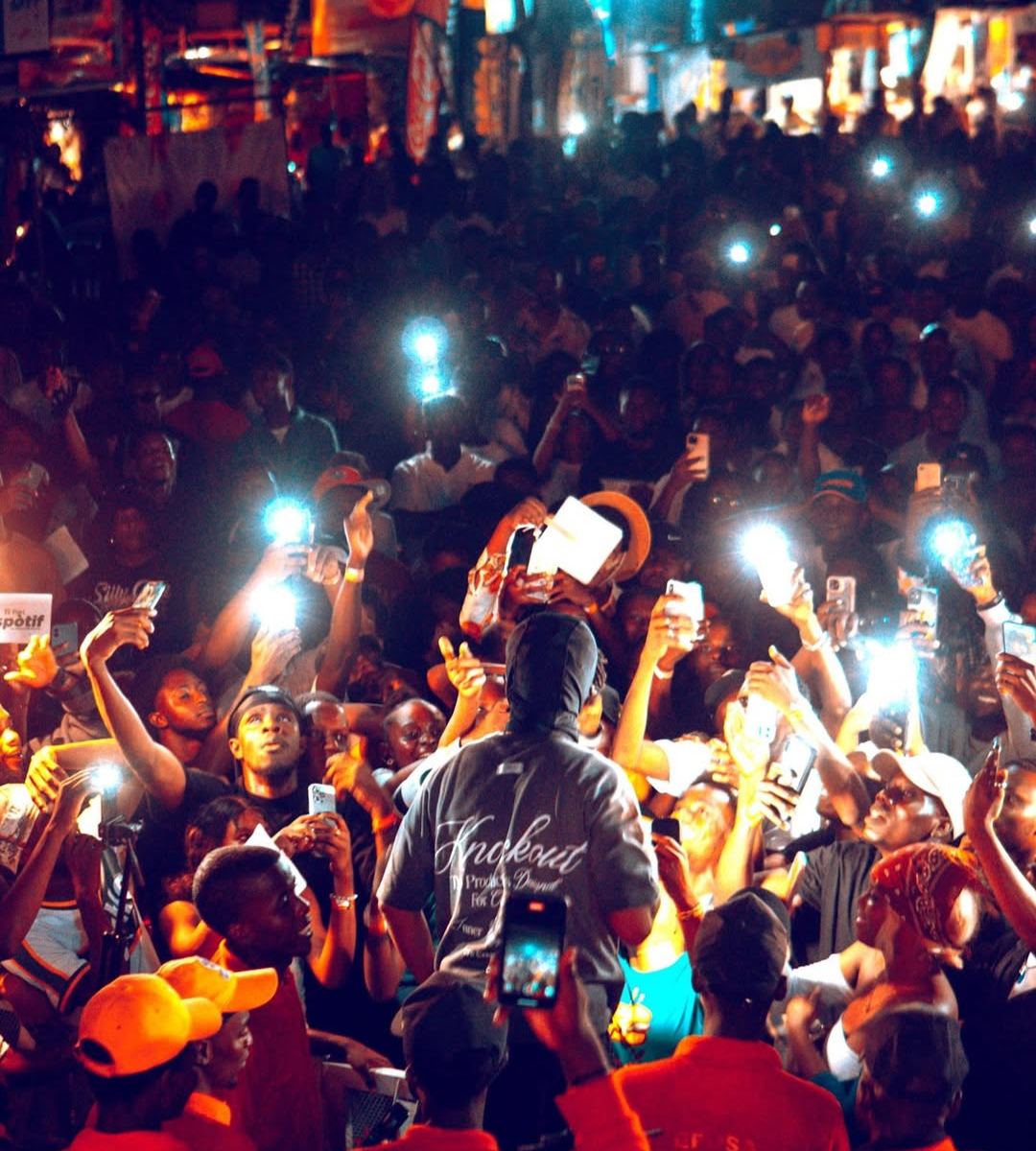 Steves J Bryan Pure Knockout Crowd at a concert with lights and phones raised