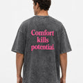 Men's Puff Print Washed Oversize T-Shirt Black