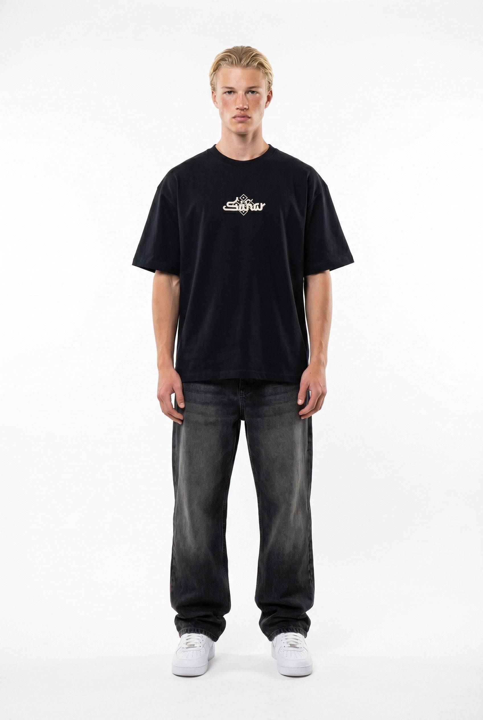 Respire Sonar Embroidered Oversize T-Shirt, Black