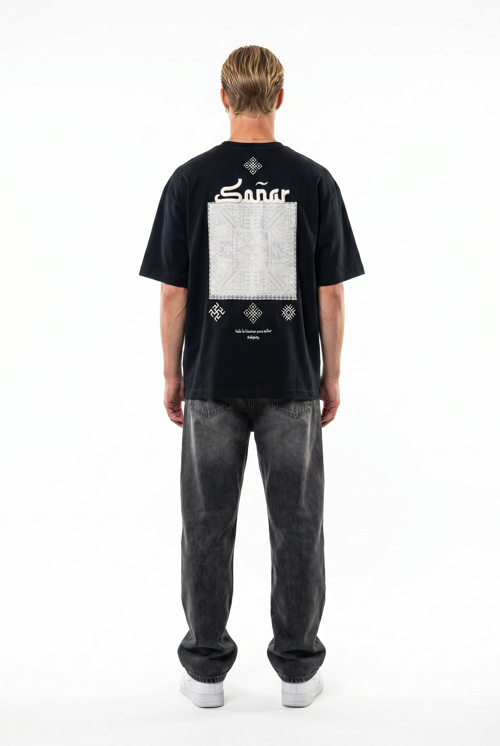 Respire Sonar Embroidered Oversize T-Shirt, Black