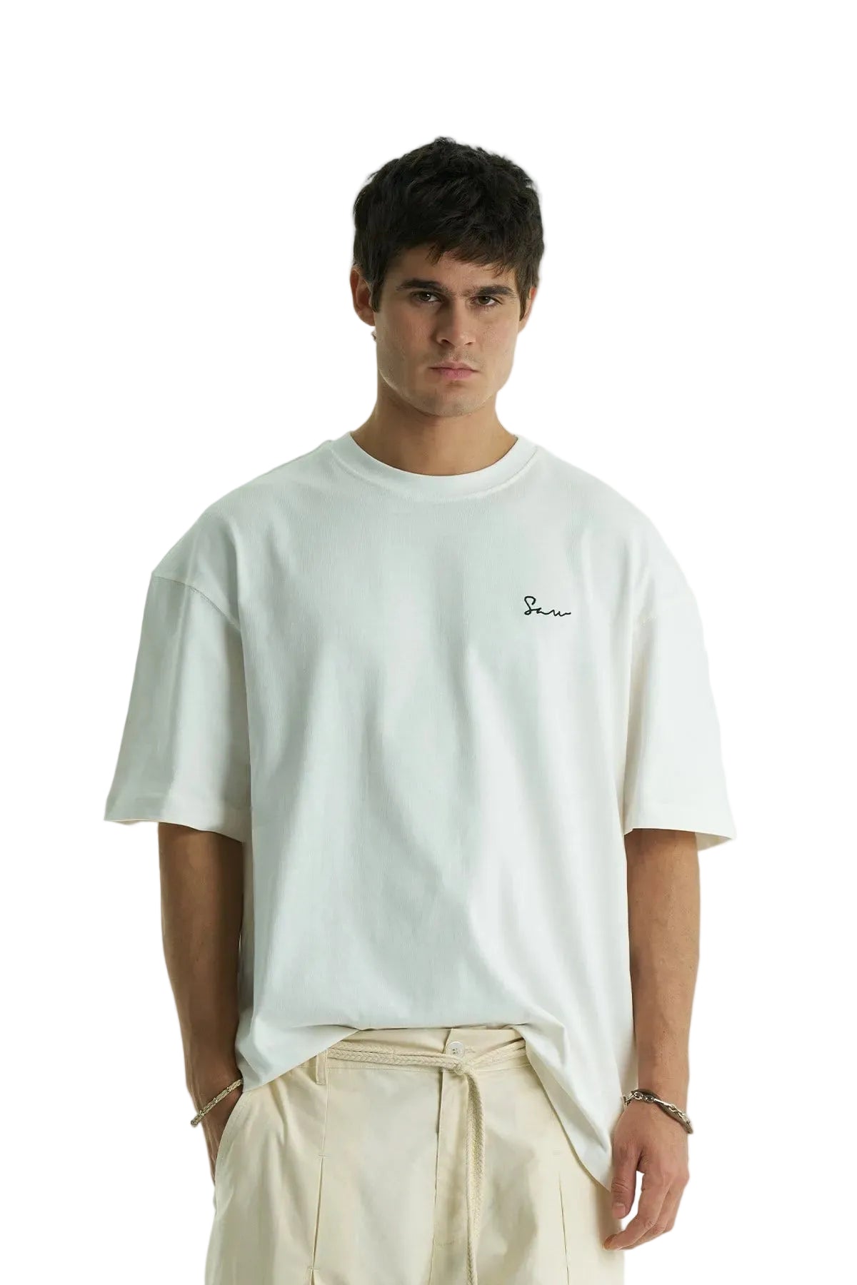 SAW Loom Oversize Men's T-Shirt, Ecru