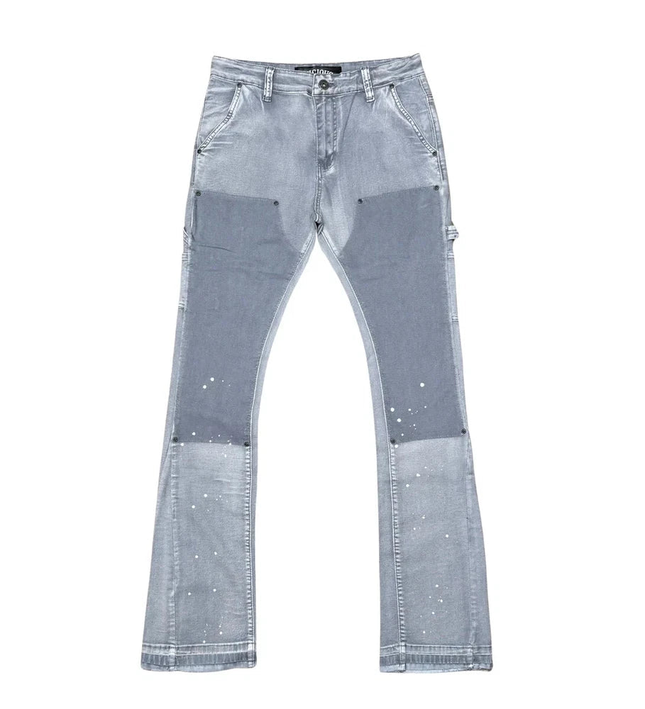 VICIOUS DENIM STACKED FIT VC660-GREY Vicious Denim